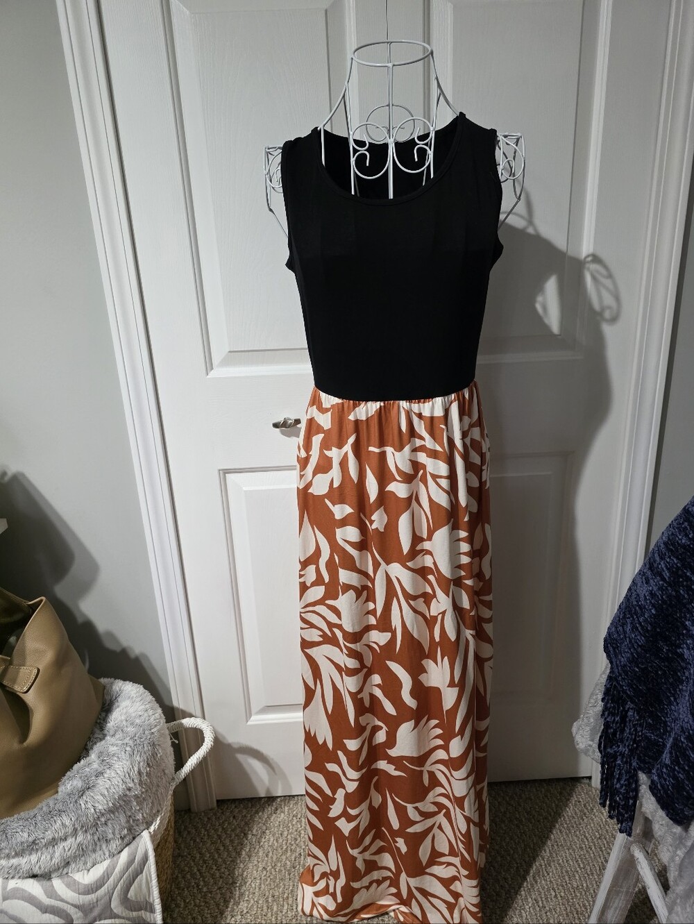 Sherosa Sleeveless High Waisted Boho Floral Maxi Dress